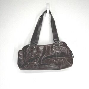 Wilsons Leather Vintage Y2K Brown Shoulder Bag Baguette Purse Silver Hardware 90